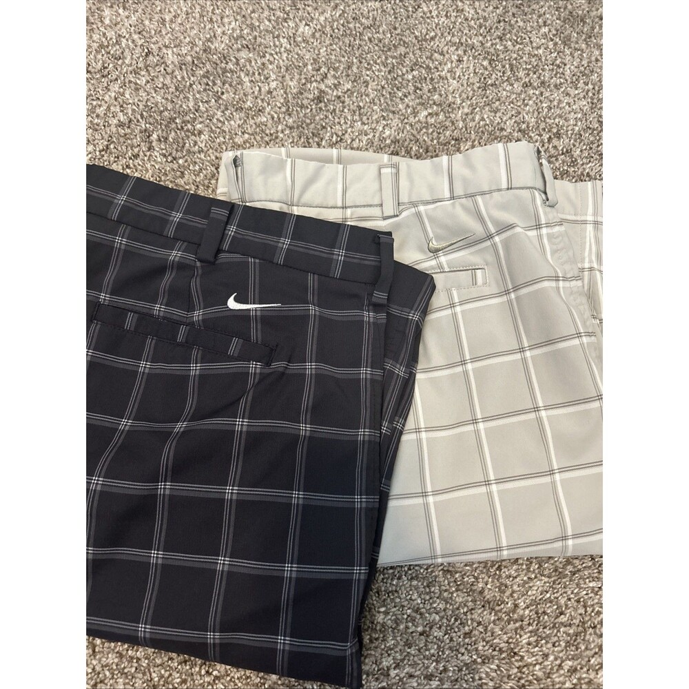 Nike Golf Dri-FIT Shorts Mens 38 Black Gray Plaid Performance Stretch Lot Of 2